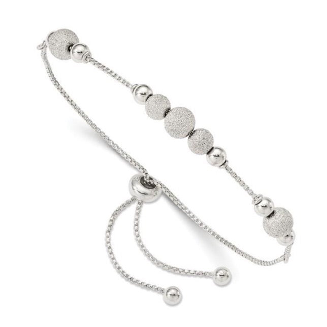Sterling Silver Stardust Bead Adjustable Bolo Bracelet- Sparkle & Jade-SparkleAndJade.com QG4772