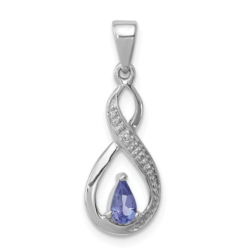 Sterling Silver Tanzanite & Diamond Infinity Pendant- Sparkle & Jade-SparkleAndJade.com QDX966