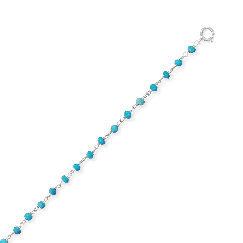 Sterling Silver Turquoise Bead Anklet- Sparkle & Jade-SparkleAndJade.com 92112
