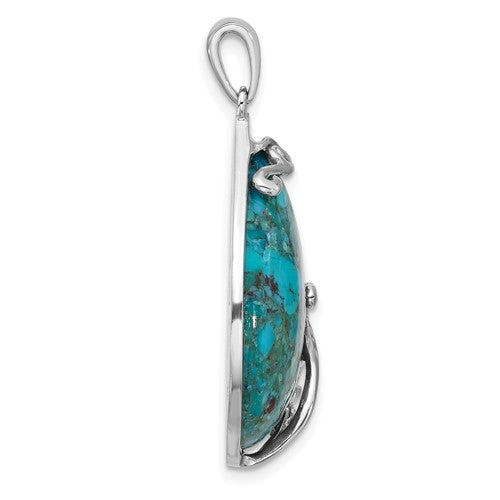Sterling Silver Turquoise Teardrop Pendant- Sparkle & Jade-SparkleAndJade.com QP5756