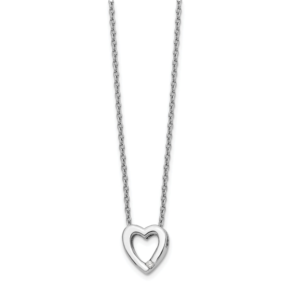 Sterling Silver White Ice 0.2ct Diamond Accented Heart Necklace- Sparkle & Jade-SparkleAndJade.com QW161-18