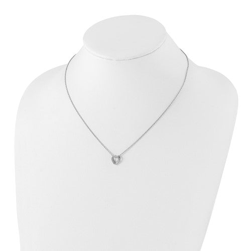 Sterling Silver White Ice 0.2ct Diamond Accented Heart Necklace- Sparkle & Jade-SparkleAndJade.com QW161-18