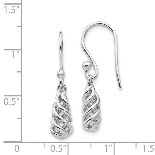 Sterling Silver White Ice 26mm Spiral Diamond Dangle Earrings- Sparkle & Jade-SparkleAndJade.com QW395