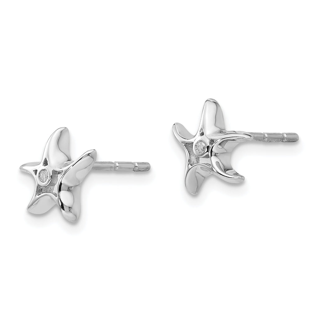 Sterling Silver White Ice Diamond Starfish Post Earrings- Sparkle & Jade-SparkleAndJade.com QW411