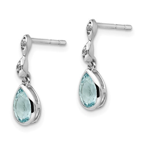 Sterling Silver White Ice Diamond and Blue Topaz Teardrop Earrings- Sparkle & Jade-SparkleAndJade.com QW370