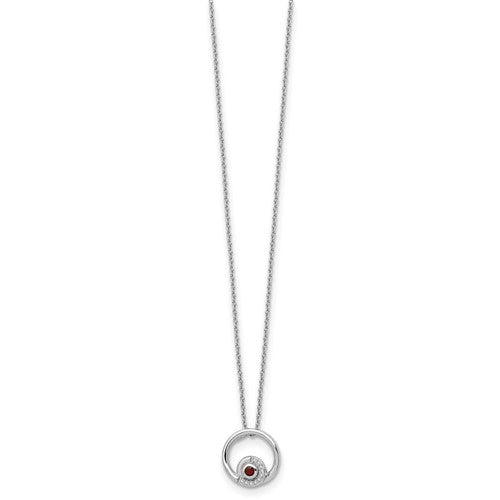 Sterling Silver White Ice Diamond and Garnet Necklace- Sparkle & Jade-SparkleAndJade.com QW371GA-18