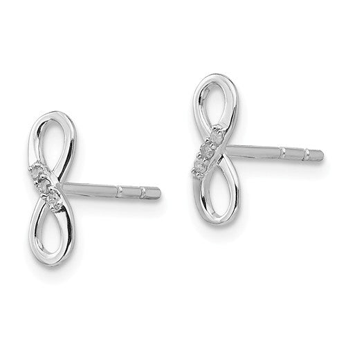Sterling Silver White Ice Infinity Diamond Post Earrings- Sparkle & Jade-SparkleAndJade.com QW347