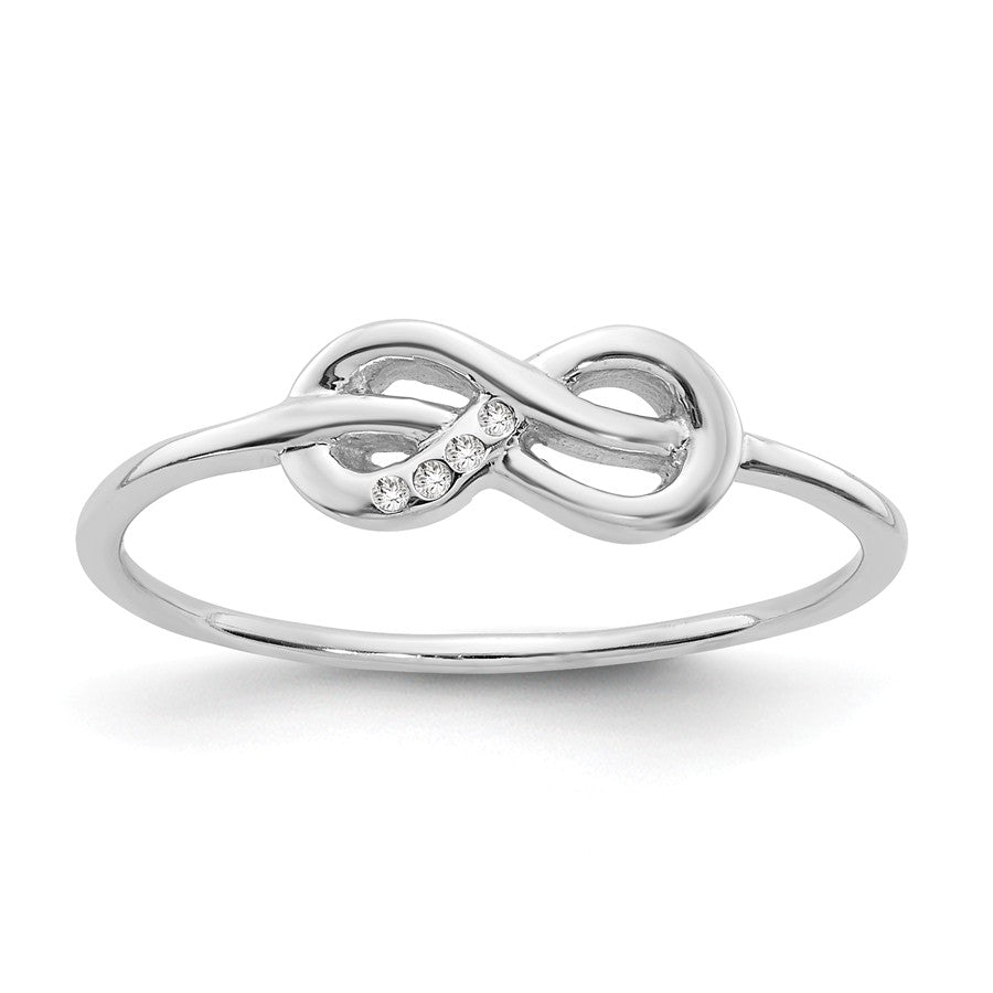 Sterling Silver White Ice Infinity Knot Diamond Ring- Sparkle & Jade-SparkleAndJade.com QW348-6