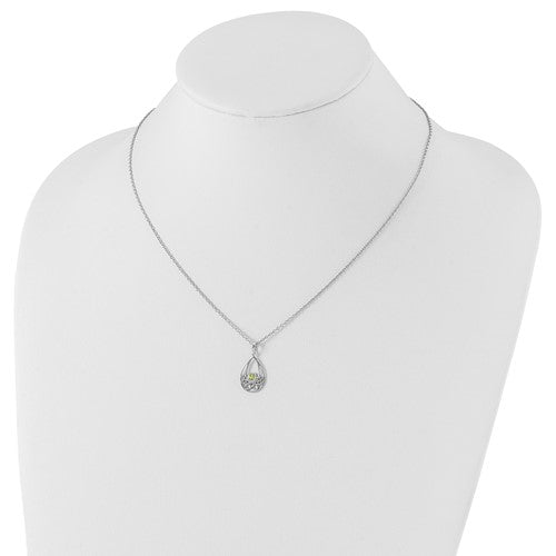 Sterling Silver White Ice Peridot Necklace- Sparkle & Jade-SparkleAndJade.com QW339PE-18