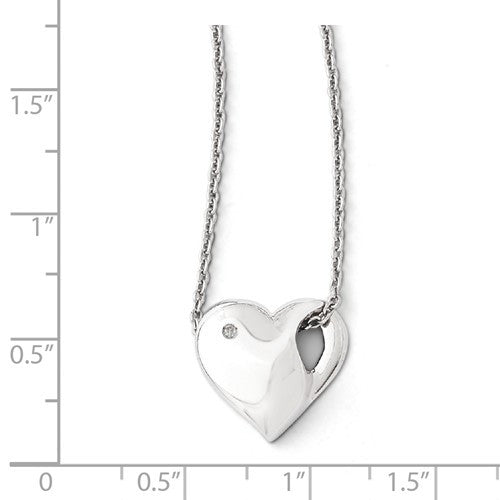 Sterling Silver White Ice .01ct. Diamond Heart Necklace- Sparkle & Jade-SparkleAndJade.com QW289-18