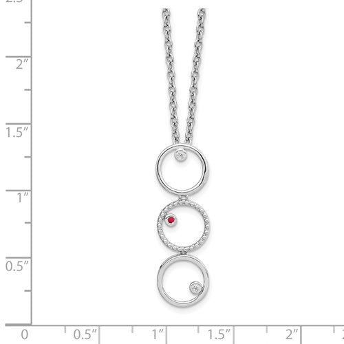 Sterling Silver White Ice .025ct Diamond And Ruby Necklace- Sparkle & Jade-SparkleAndJade.com QW461-18