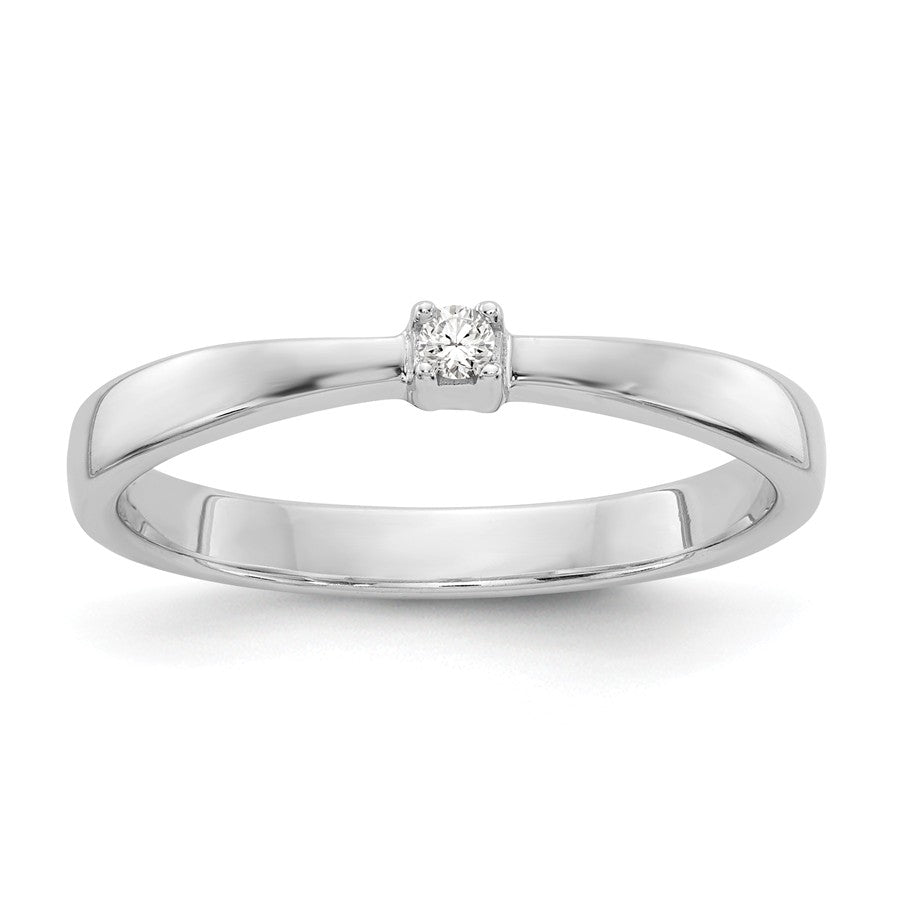 Sterling Silver White Ice .03ct. Diamond Solitaire Ring- Sparkle & Jade-SparkleAndJade.com QW165-6