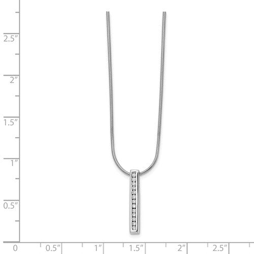 Sterling Silver White Ice .13ct Diamond Vertical Bar Necklace- Sparkle & Jade-SparkleAndJade.com QW294-18