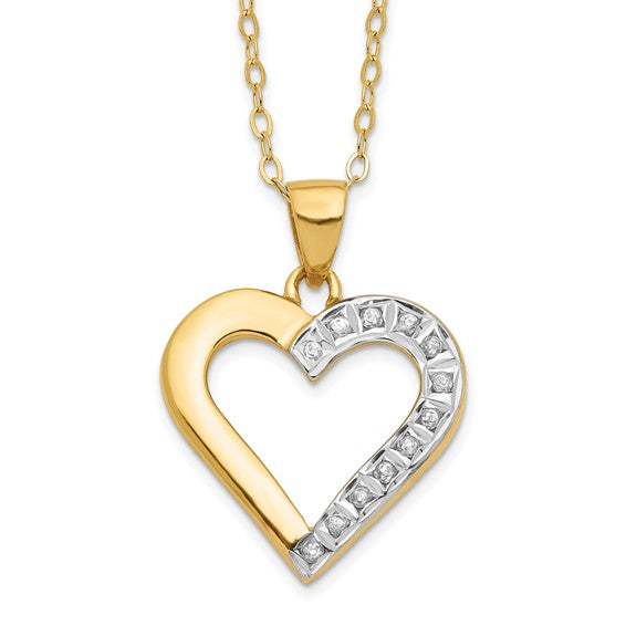 Sterling Silver Yellow Gold Plated Diamond Mystique Heart Pendant Necklace- Sparkle & Jade-SparkleAndJade.com QDF102