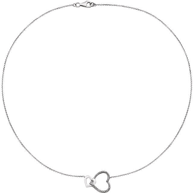 Sterling Silver .03 CTW Diamond Interlocking Heart 18" Necklace- Sparkle & Jade-SparkleAndJade.com 651799:60000:P