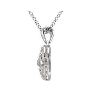 Sterling Silver .05 CTW Diamond Granulated Filigree Pendant 18" Necklace- Sparkle & Jade-SparkleAndJade.com 67992:101:P
