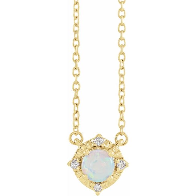 Sterling Silver or 14k Gold Gemstone and .04 CTW Diamond Halo-Style 18" Necklaces- Sparkle & Jade-SparkleAndJade.com 653714:136:P