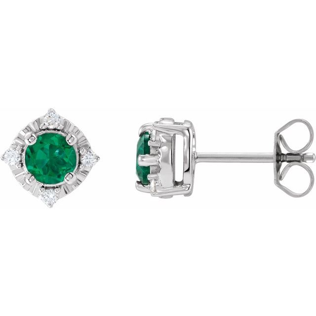 Sterling Silver or 14k Gold Gemstone and .04 CTW Diamond Halo-Style Earrings- Sparkle & Jade-SparkleAndJade.com 653713