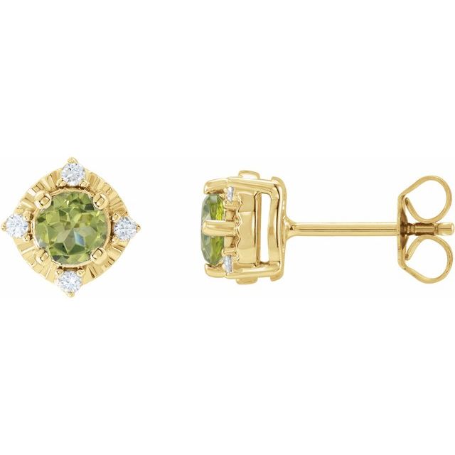Sterling Silver or 14k Gold Gemstone and .04 CTW Diamond Halo-Style Earrings- Sparkle & Jade-SparkleAndJade.com 653713