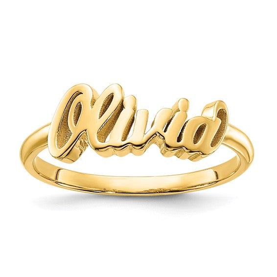 Sterling Silver or Solid Gold Casted High Polish Name Ring- Sparkle & Jade-SparkleAndJade.com 