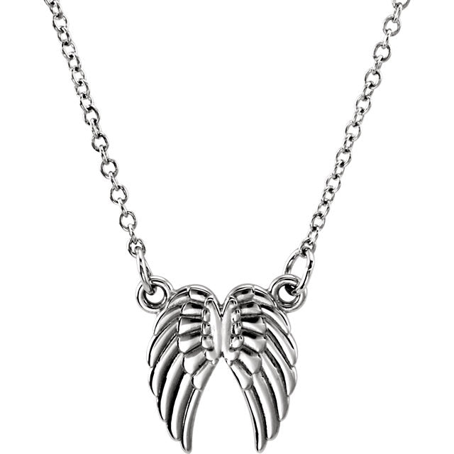 Tiny Posh Angel Wings Necklace - Solid Gold or Sterling Silver- Sparkle & Jade-SparkleAndJade.com 85800:1002:P