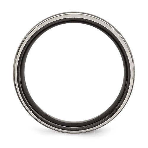 Titanium Black Grey Edge 8mm Polished Band- Sparkle & Jade-SparkleAndJade.com 
