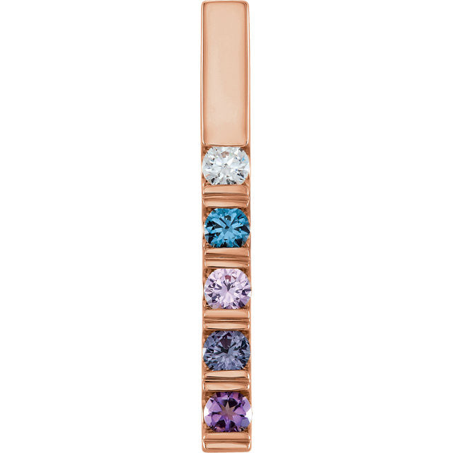 Vertical Bar Family Birthstone Pendant Necklace- Sparkle & Jade-SparkleAndJade.com 82564
