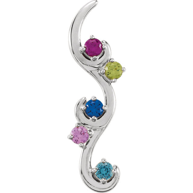 Vertical Swirl Mother's Family Birthstone Pendant or Necklace- Sparkle & Jade-SparkleAndJade.com 84557