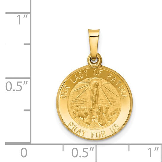 14k Gold Our Lady Fatima Medal Hollow Pendant- Sparkle & Jade-SparkleAndJade.com XR1253