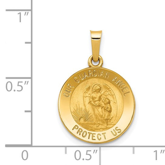 14k Gold Finish Our Guardian Angel Medal Pendant (Hollow)- Sparkle & Jade-SparkleAndJade.com XR1279