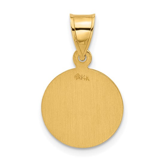 14k Gold Polished and Satin Solid Our Guardian Angel Medal Pendant- Sparkle & Jade-SparkleAndJade.com XR2127