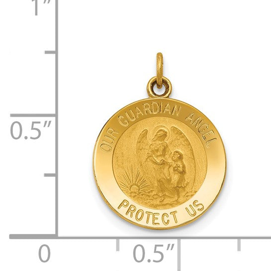 14k Gold Our Guardian Angel Protect Us Medal Charm (Solid)- Sparkle & Jade-SparkleAndJade.com XR389