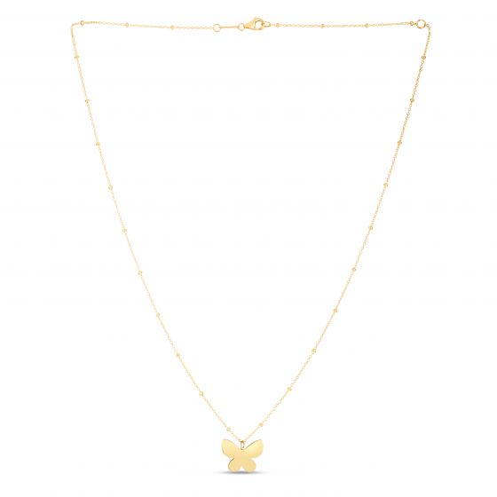 14K Gold Pápillon Butterfly Pendant Necklace- Sparkle & Jade-SparkleAndJade.com C15531-18