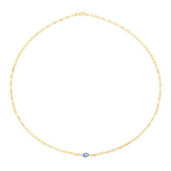 14k Gold Mirrored 16" Chain with Gemstone Center- Sparkle & Jade-SparkleAndJade.com C15549-16