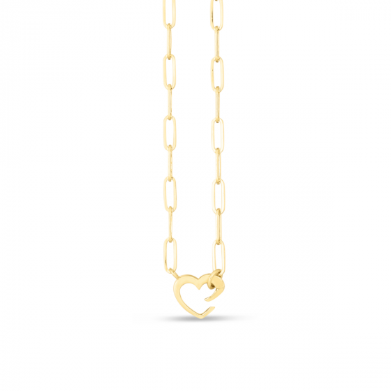 14k Gold Paperclip Push-Lock Heart Necklace- Sparkle & Jade-SparkleAndJade.com RC15204-18