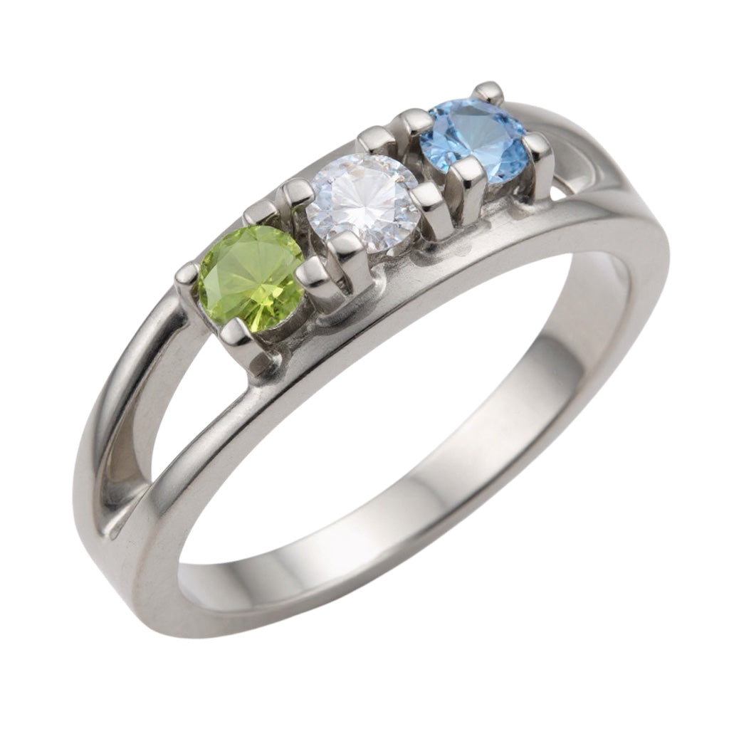 Double Shank Mother's Family Birthstone Ring- Sparkle & Jade-SparkleAndJade.com 