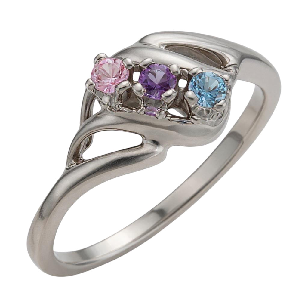 Diagonal Swirl Mother's Family Birthstone Ring- Sparkle & Jade-SparkleAndJade.com 