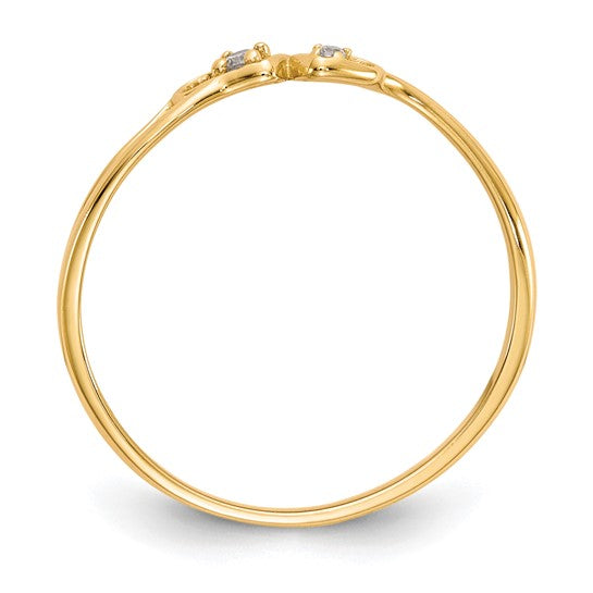 10k Gold CZ Double Heart Ring- Sparkle & Jade-SparkleAndJade.com 10C1338