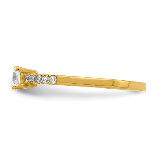 10k Gold 4mm CZ with Side Accents Promise Ring- Sparkle & Jade-SparkleAndJade.com 10C1410