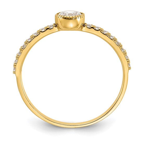 10k Gold 5mm Bezel Set CZ with Side Accents Promise Ring- Sparkle & Jade-SparkleAndJade.com 10C1506