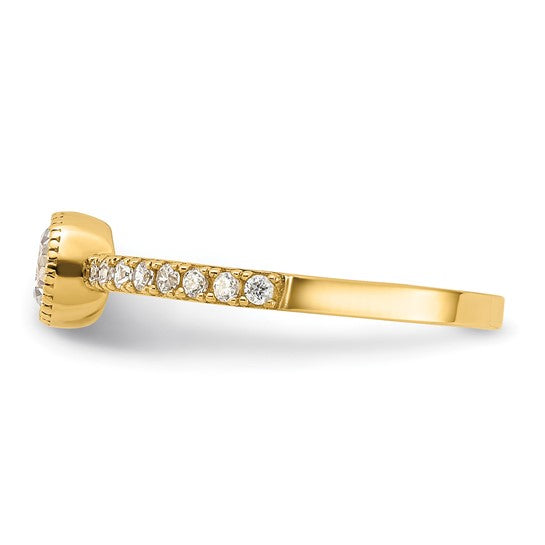 10k Gold 5mm Bezel Set CZ with Side Accents Promise Ring- Sparkle & Jade-SparkleAndJade.com 10C1506