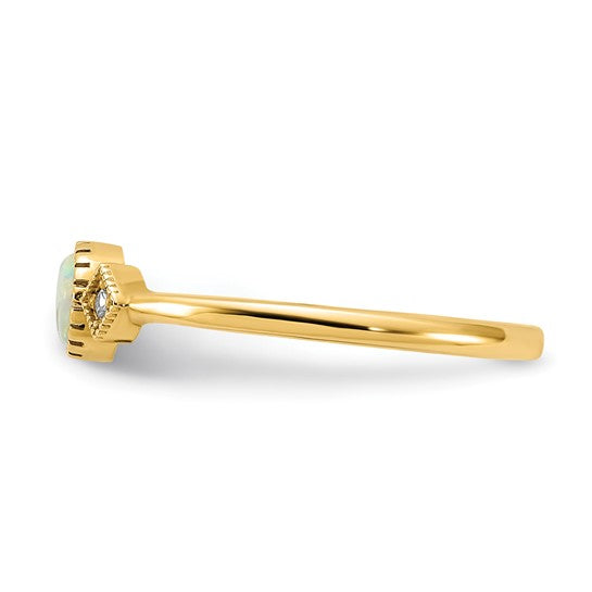 10K Gold CZ and Opal Ring- Sparkle & Jade-SparkleAndJade.com 10C1507