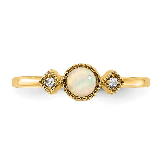 10K Gold CZ and Opal Ring- Sparkle & Jade-SparkleAndJade.com 10C1507