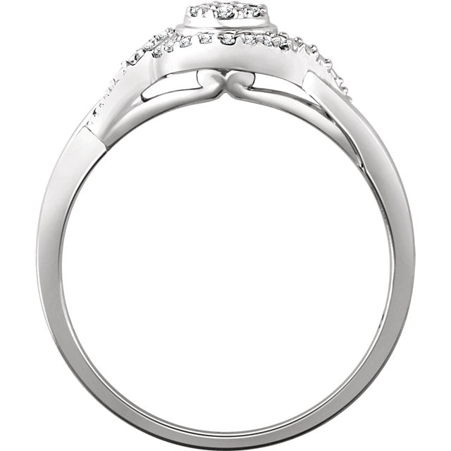 10K White Gold 1/10 CTW Diamond Multi Stone Halo Twist Style Promise Ring- Sparkle & Jade-SparkleAndJade.com 653007:60001:P