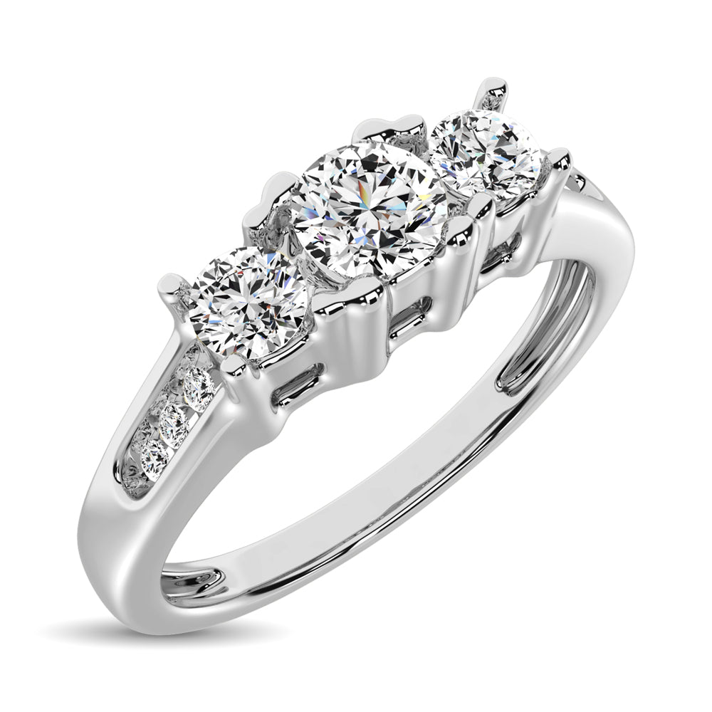 10K White Gold 1/2 Ct.Tw. Diamond Three Stone Ring- Sparkle & Jade-SparkleAndJade.com 20725W-10KT