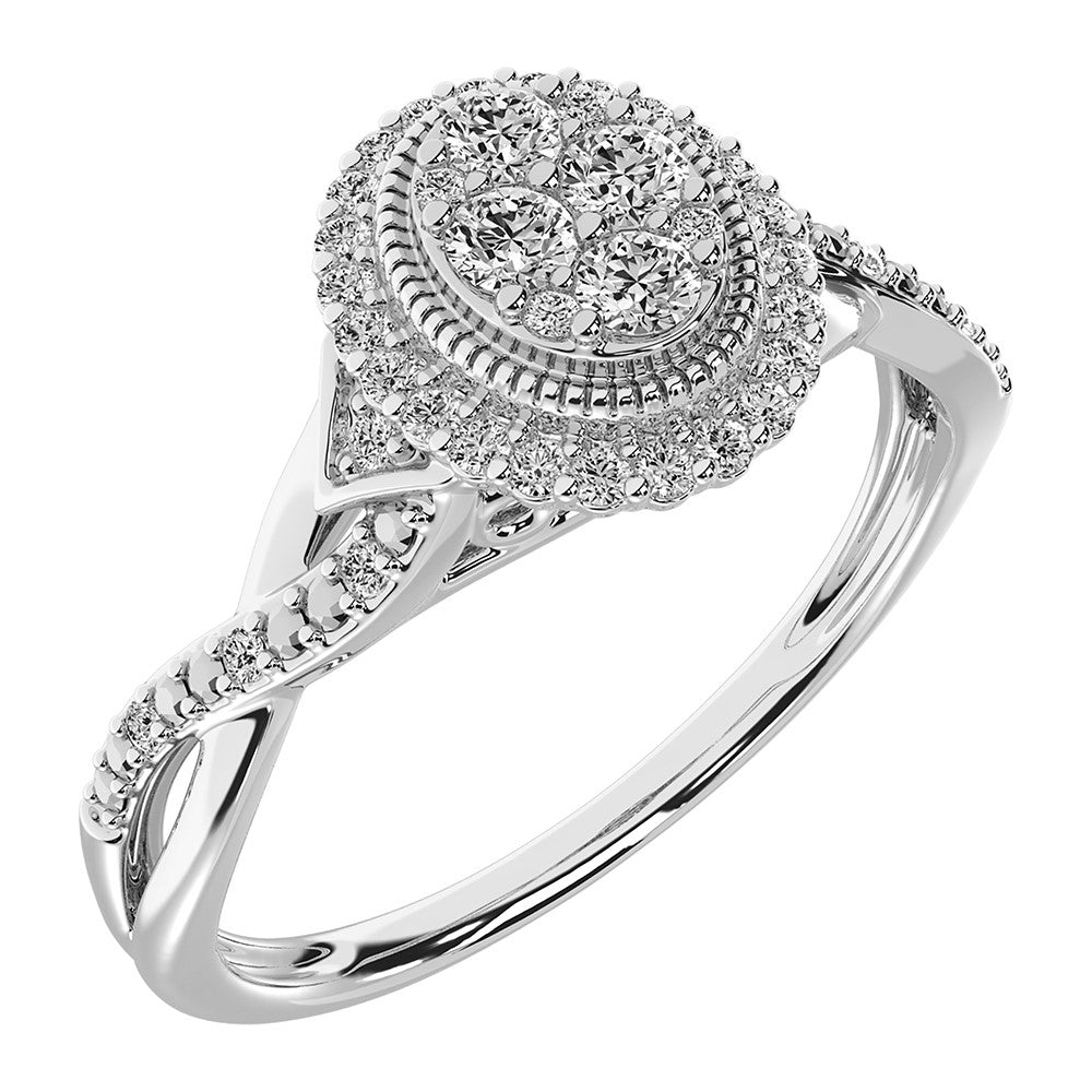 10K White Gold 1/5 Ct.Tw. Diamond Oval Shape Promise Ring- Sparkle & Jade-SparkleAndJade.com 63714W