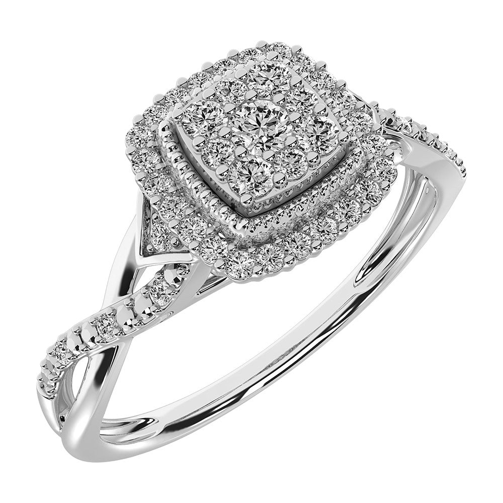 10K White Gold 1/5 CTW Cluster Diamond Promise Ring- Sparkle & Jade-SparkleAndJade.com 63495W