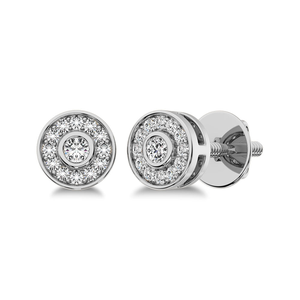 10K White Gold 1/6 Ct.Tw. Diamond Round Halo Stud Earrings- Sparkle & Jade-SparkleAndJade.com 61880W-E