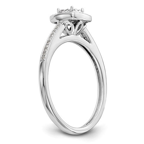 10K White Gold Multi-Stone Diamond Round w/ Square Halo Engagement Ring- Sparkle & Jade-SparkleAndJade.com RM2389E-019-0WAA