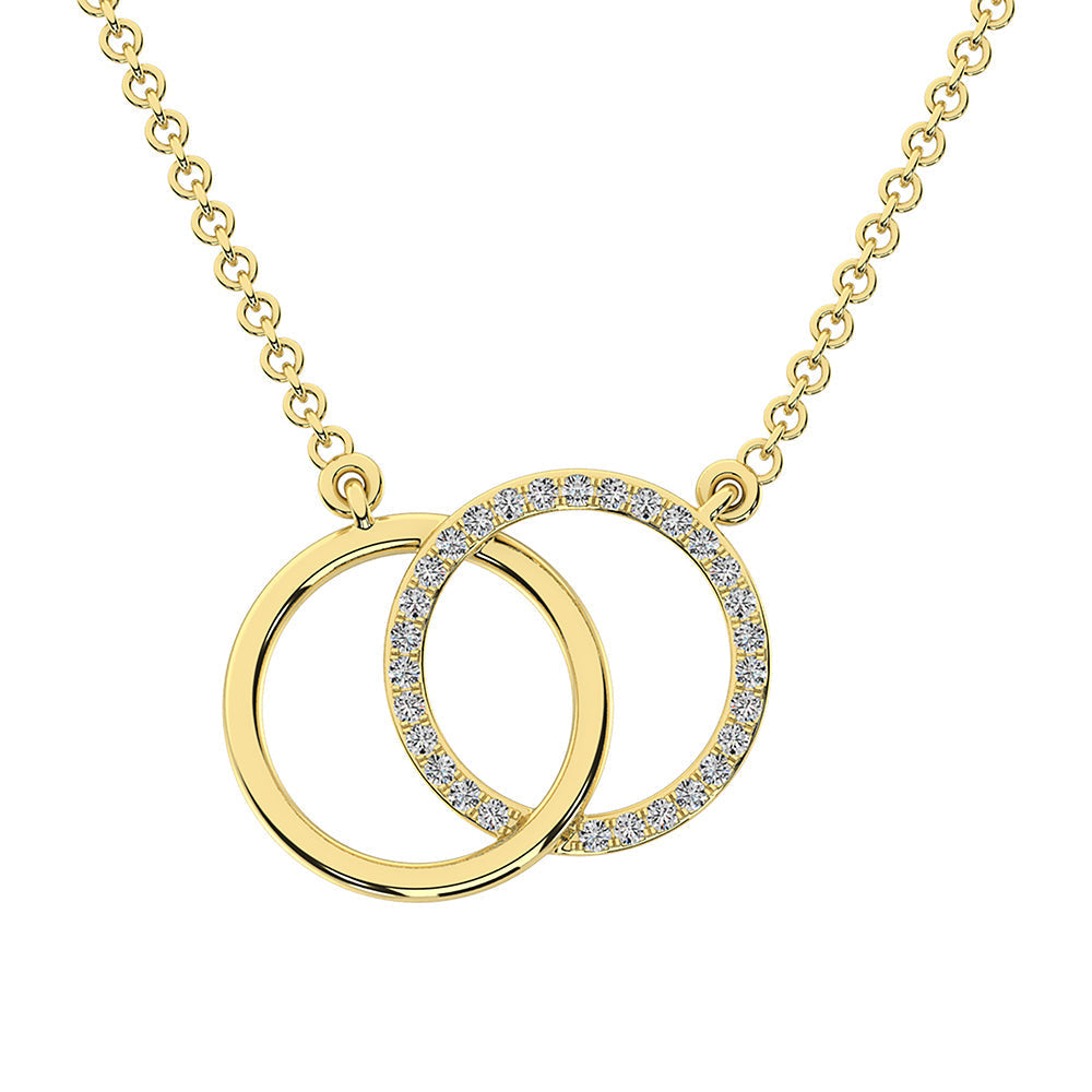 10K Yellow Gold 1/10 CTW Diamond Interlinked Circle 17" Necklace- Sparkle & Jade-SparkleAndJade.com 63756Y